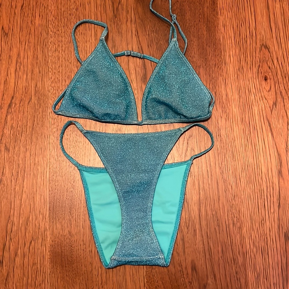 Kendall and Kylie blue sparkly bathing suit